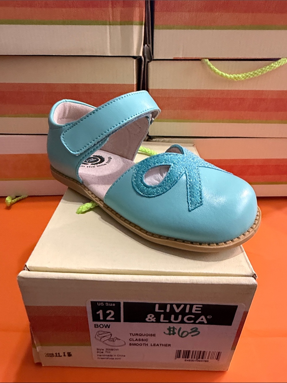 Livie & Luca Turquoise Leather Mary Jane with Bow Accent